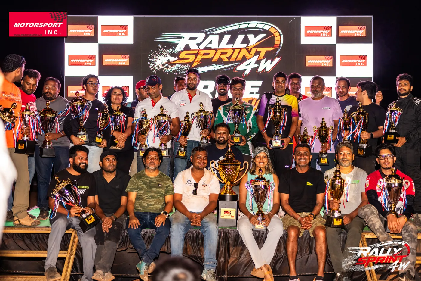 The full field on stage for the Rally Sprint 4W prize distribution