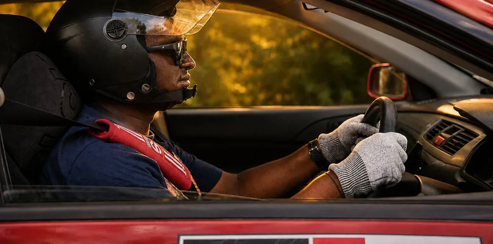 Driver at the wheel before a run